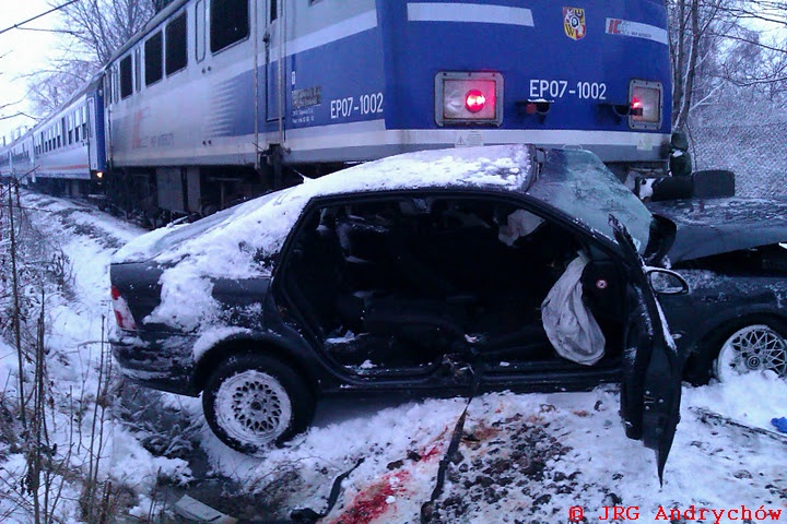 Zderzenie samochodu osobowego z pociągiem Intercity w Andrychowie